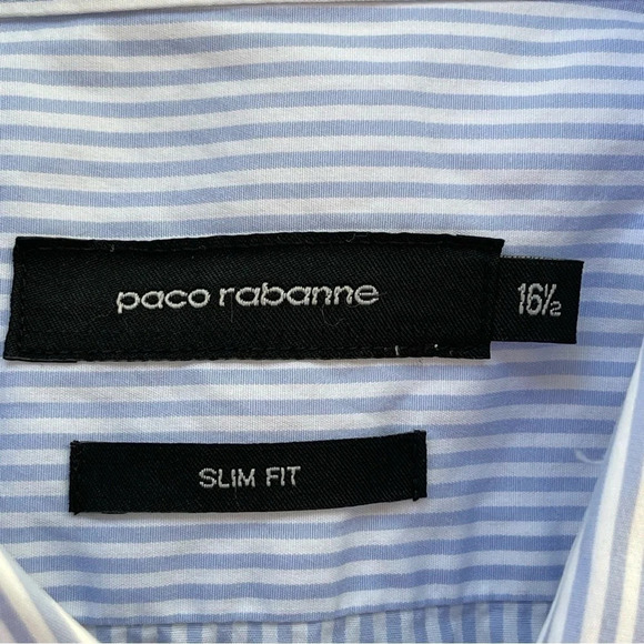 Paco Rabanne slim fit stripped button down shirt long sleeve size 16,5 or M/L - Picture 3 of 8